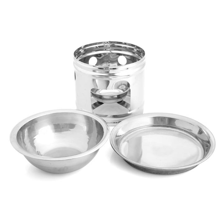 Bộ 2 Nồi Lẩu Bếp Cồn Inox Tặng Vỉ Nướng tiện dụng