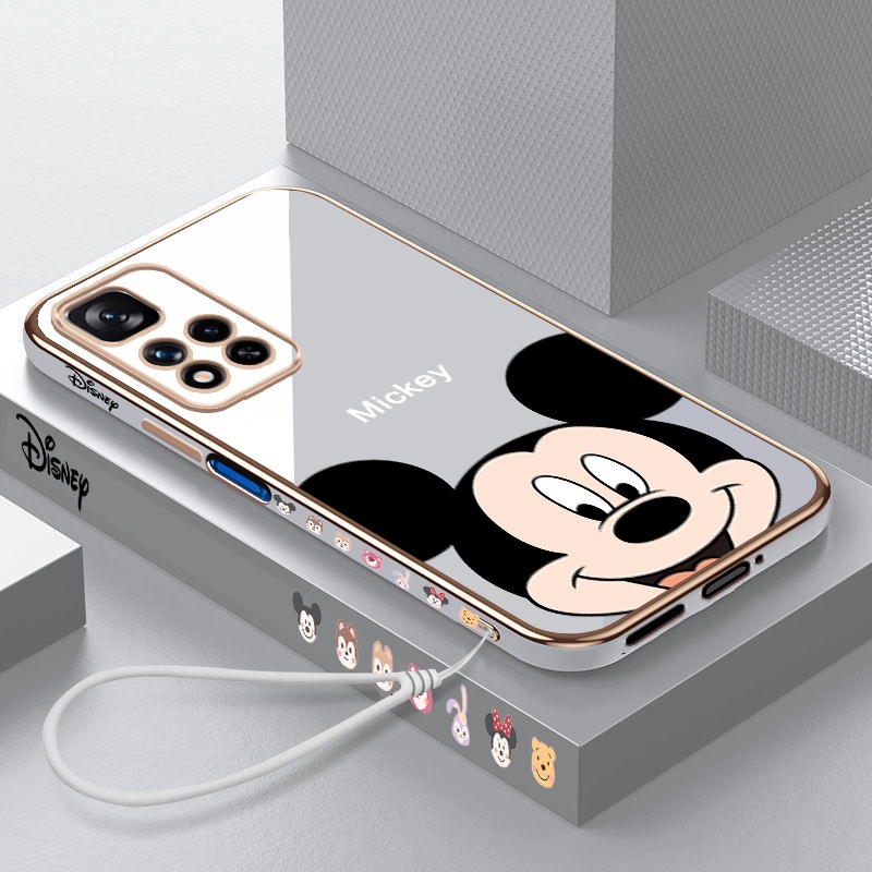 Ốp Điện Thoại Viền Vuông Mạ Họa Tiết Chuột Mickey Sang Trọng Cho Samsung A10 A12 A70 M12 Note 20 Ultra S22 Plus