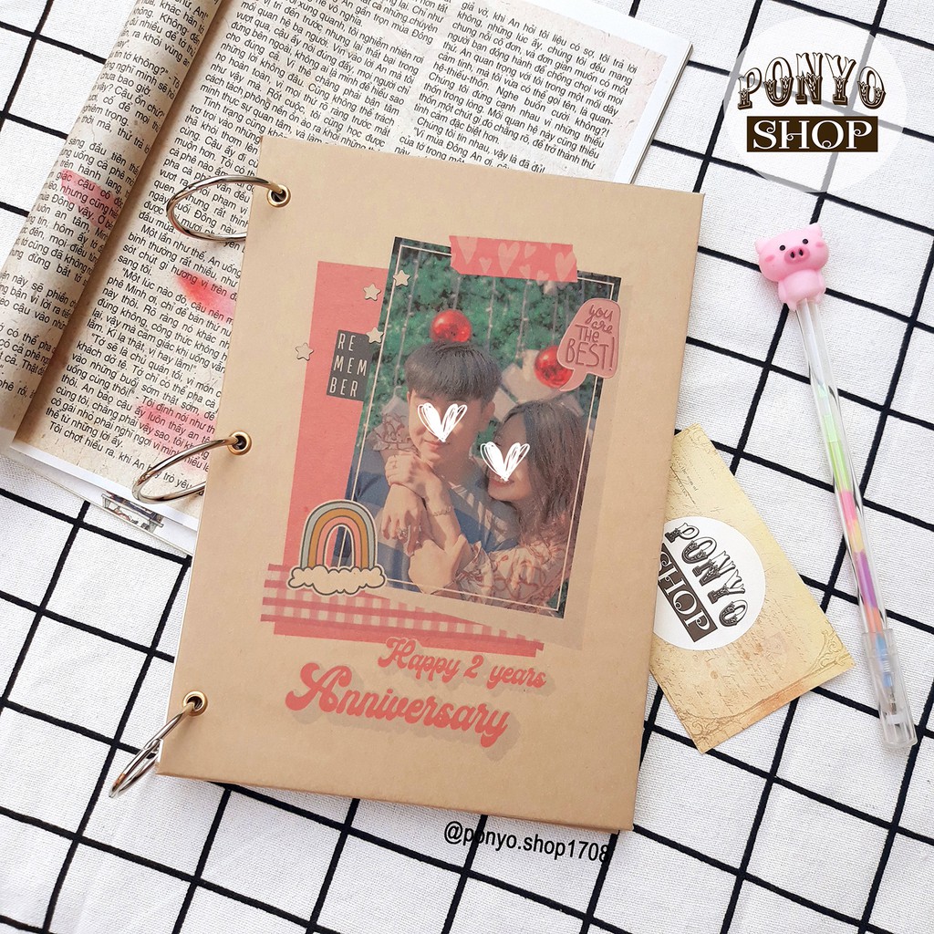 Sổ dán ảnh Scrapbook, khổ A5, gáy còng