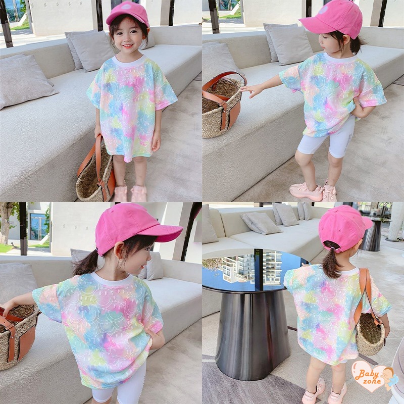 Đầm Tay Ngắn Cổ Tròn Nhiều Màu Dễ Thương Cho Bé Gái 3-8 Tuổi