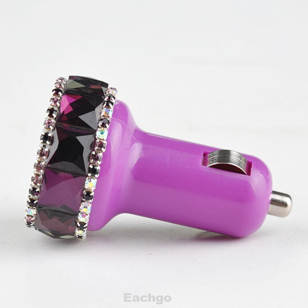 Tẩu Sạc Xe Hơi Hai Cổng Usb Mini Đính Đá