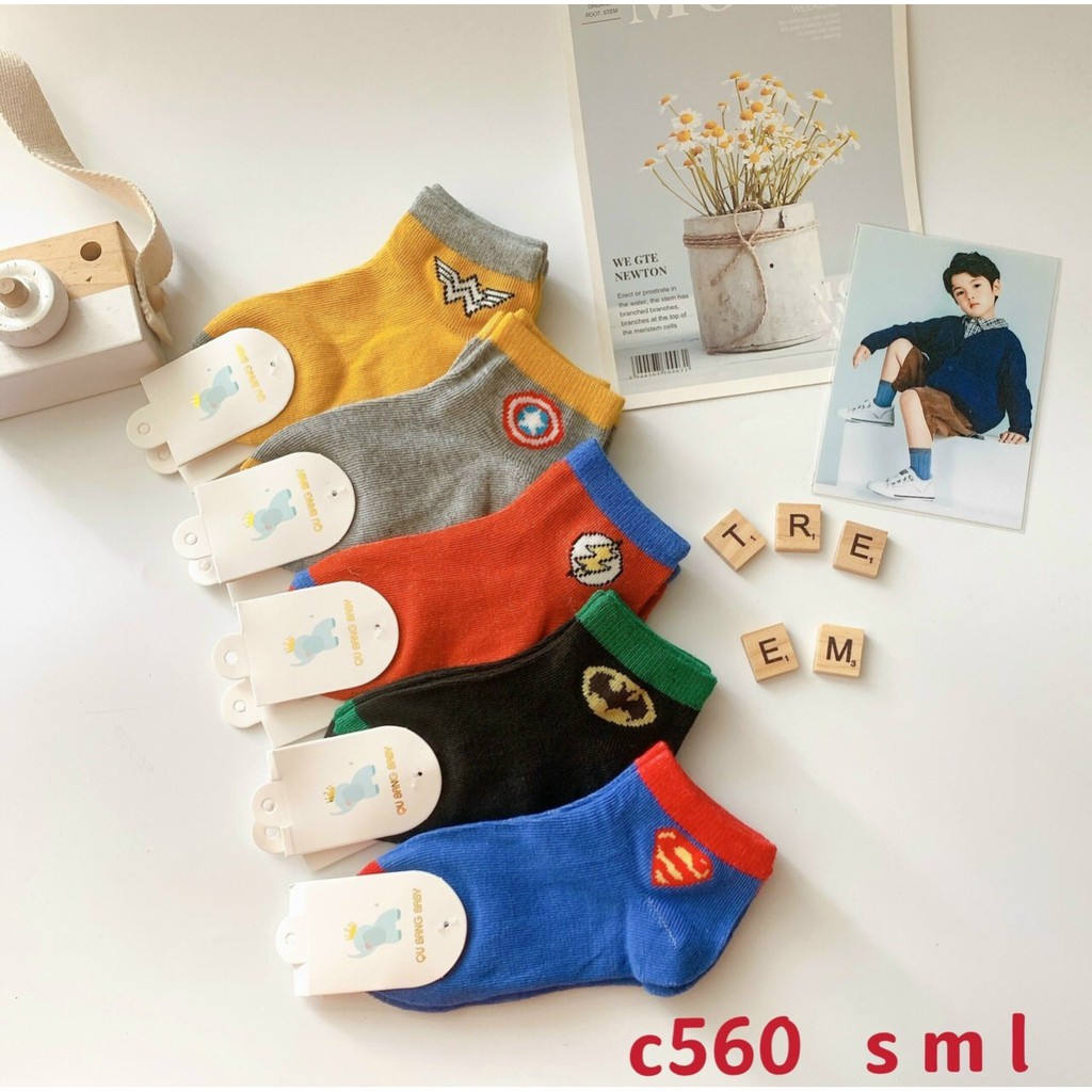 sert 10 đôi tất hình siêu nhân,khủng long cho bé