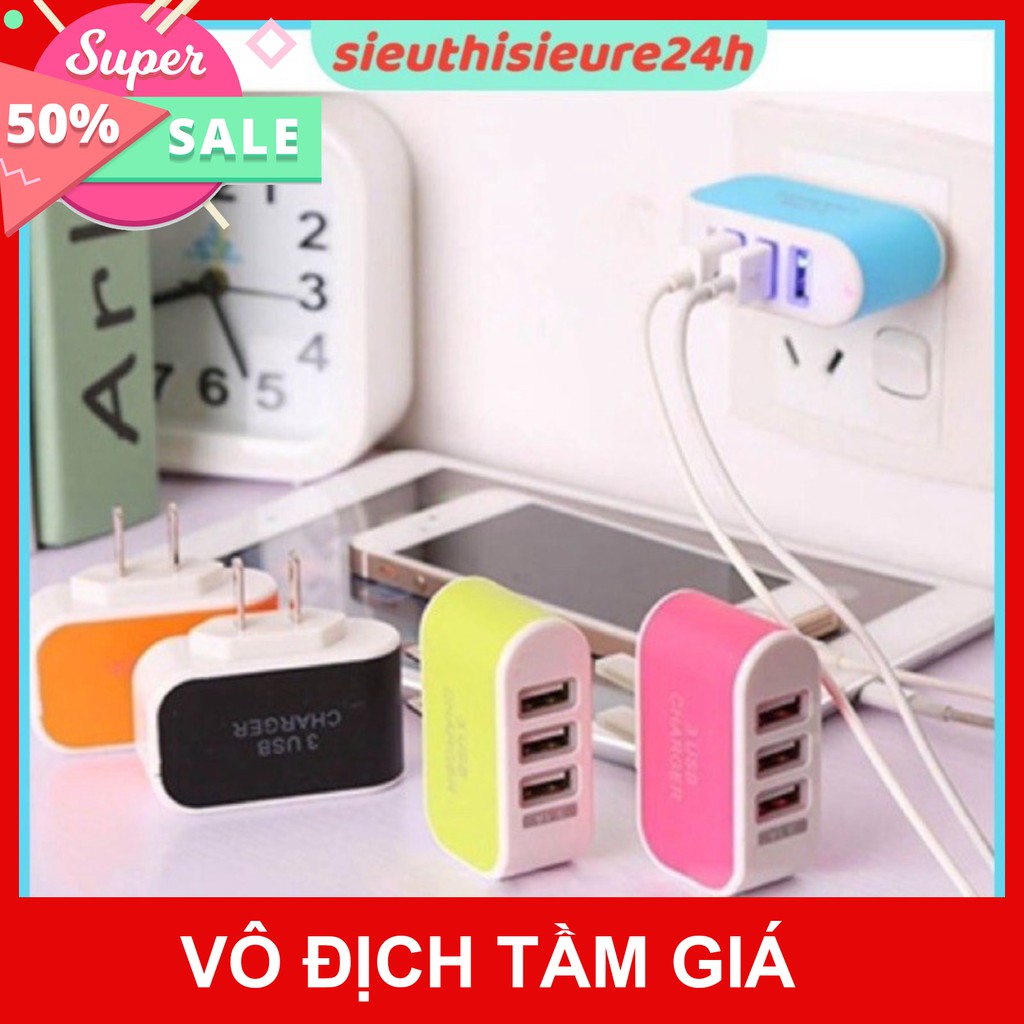 CỦ SẠC ĐA NĂNG ❤️FREESHIP❤️ Củ sạc 3 Cổng USB (Bảo hành 1 tháng)  giảm giá 50% mua ngay nhanh tay [FREESHIP] [Mã FASHION