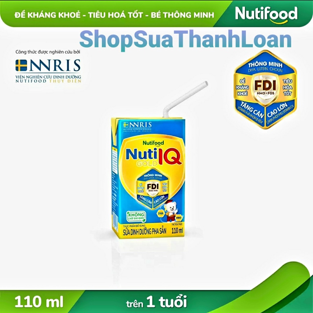 [HSD T1-2022] [Mẫu Mới] Thùng 48 hộp Sữa bột Pha Sẵn Nuti IQ Gold (110ml)