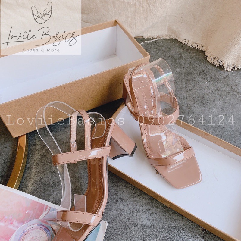 SANDAL CAO GÓT LOVIIE BASICS - GIÀY SANDAL NỮ DÂY MẢNH - GIÀY CAO GÓT ĐẾ VUÔNG - SANDAL QUAI NGANG GÓT VUÔNG 5CM G200322