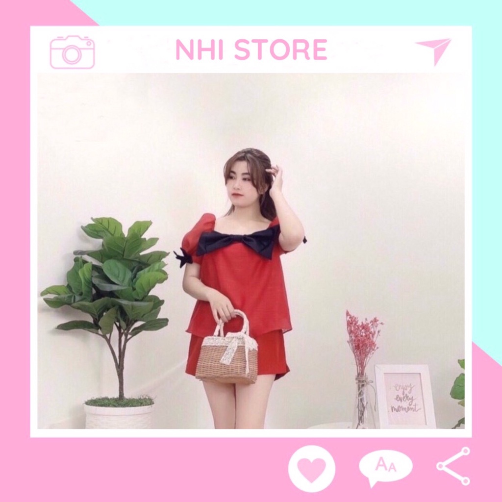 [FREESHIP 50K]Áo Kiểu Nữ Nhistore Cổ Vuông Tay Phồng Vải Bóng Kiếng Freesize Dưới 57kg