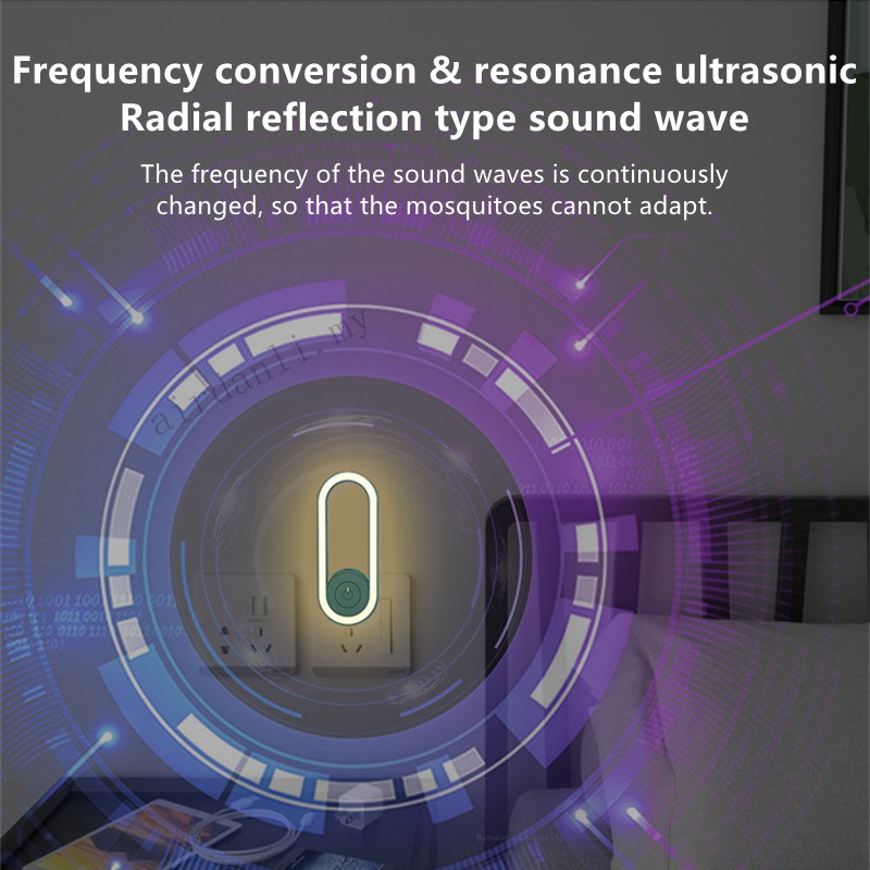 V6.0 Đèn ngủ cảm biến đa chức năng có thiết bị đuổi muỗi điện tử siêu âm có thể xua đuổi ve và muỗi