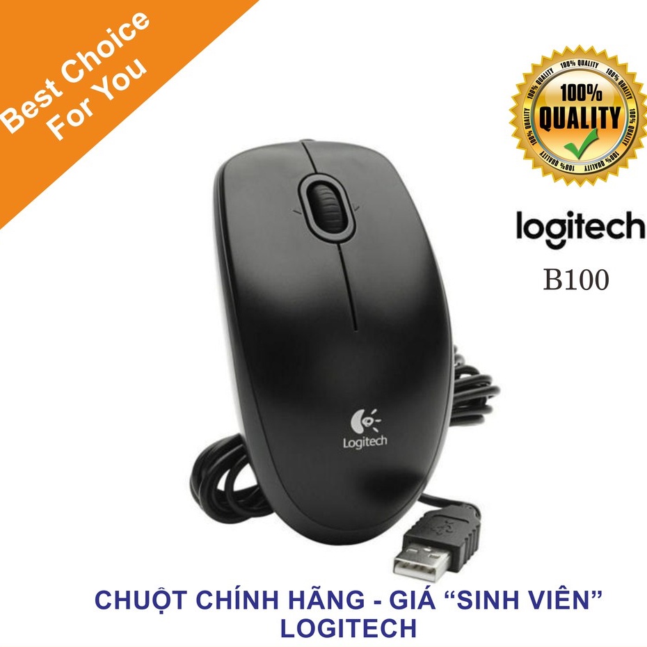 Chuột dây logitech B100 cao cấp, cổng USB, CHÍNH HÃNG - Hỏa tốc