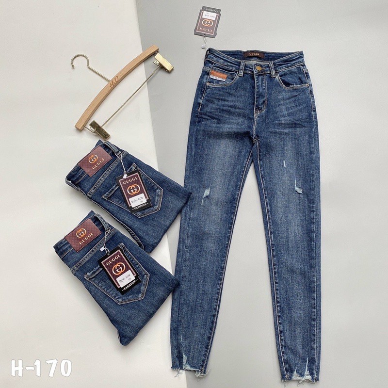 BÁN SỈ QUẦN JEAN MÀU XANH M1089 CẠP CAO CHO NỮ