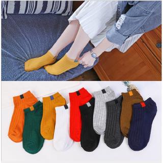 Tất - Vớ nam nữ cotton cổ ngắn gân tăm vintage Hàn Quốc