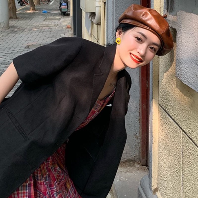 Mũ nồi da PU thời trang phong cách Hàn Quốc dành cho nữ
