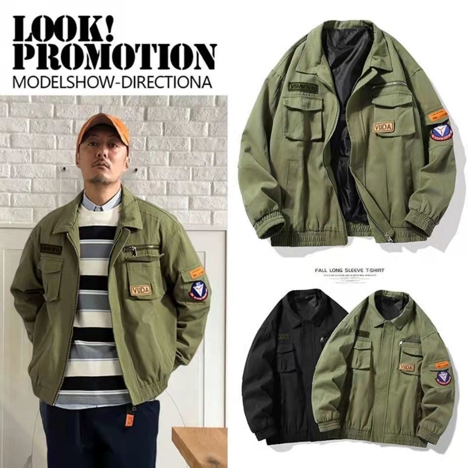 Vintage American flight worker jacket men's day new style casual loose jacket men's spring and autumn clothing trend