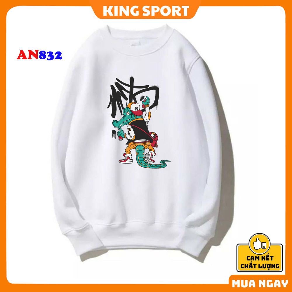 Áo nỉ sweater nam nữ form rộng thu đông dài tay chính hãng KING SPORT áo nỉ form rộng phong cách hàn quốc mùa đông ấm áp
