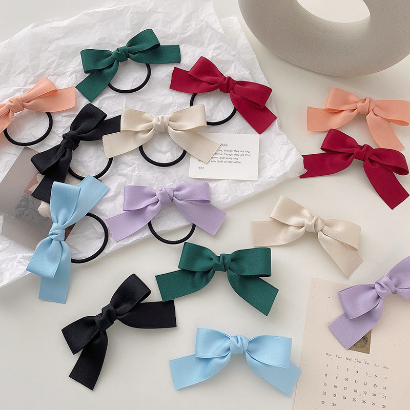 Set 2 Kẹp Tóc Hình Nơ Vải Nhung Thanh Lịch