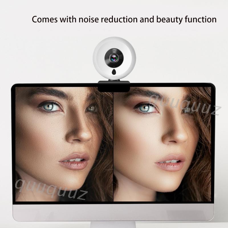 Webcam 1080p có vòng đèn led kèm giá đỡ và micro stereo