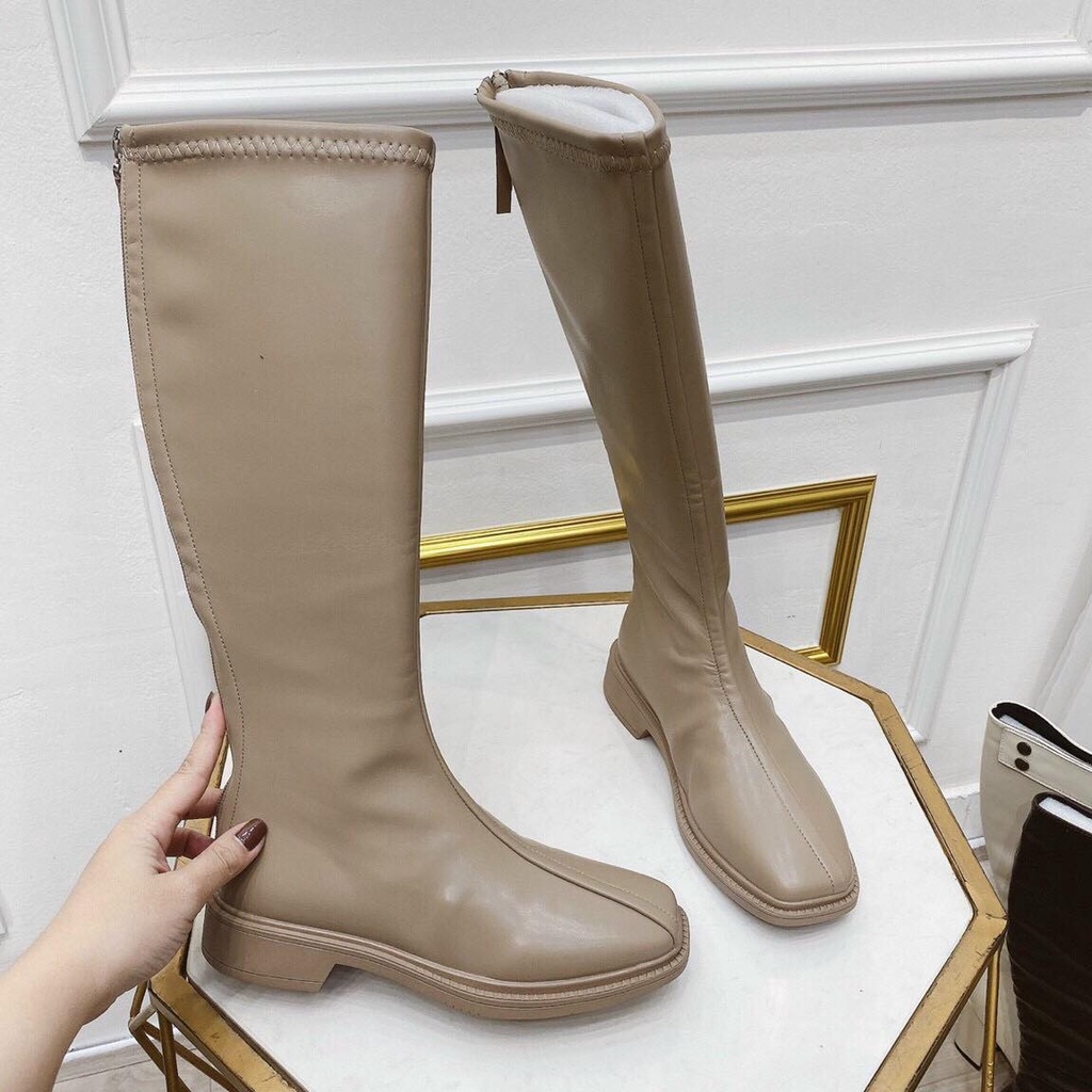 giày boot bệt mũi vuông khóa sau 3cm mã M8-8