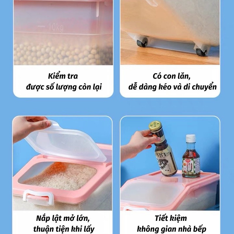 Thùng Đựng Gạo Thùng Đựng Đồ Thông Minh Tiện Dụng Cho Gia Đình Kèm Cốc Đong Gạo Chia Vạch Gia.dung.hoang.anh