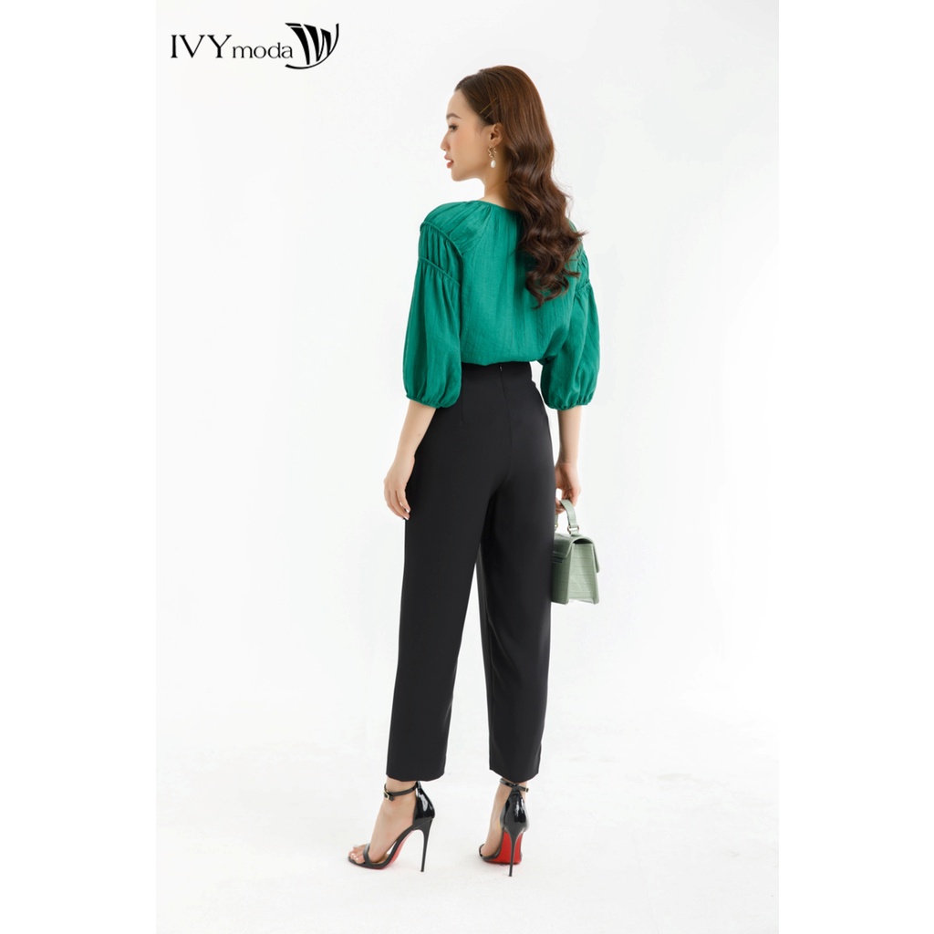 Áo sơ mi nữ tay bo chun IVY moda MS 17B9349