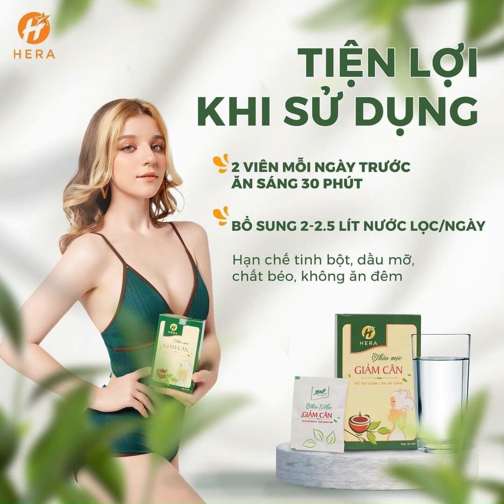 Giảm cân Hera Plus Trà giảm cân nhanh cấp tốc an toàn thảo mộc không phải thuốc giảm cân