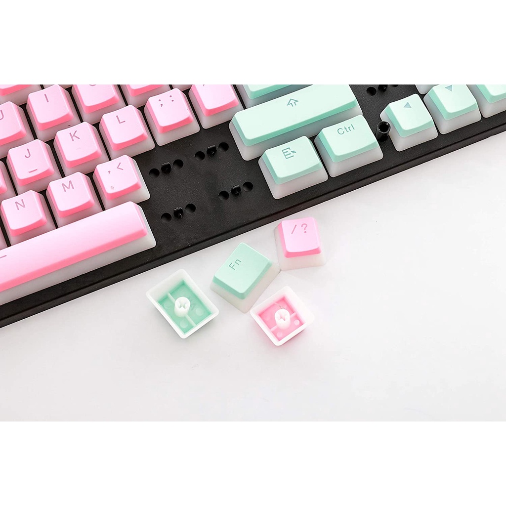 Bàn phím cơ pudding Cyan Pink 108 Double Shot PBT pudding keycap Cấu hình Ansi / ISO-Oem 60% / 87/104/108 bàn phím cơ có đèn nền chuyển đổi
