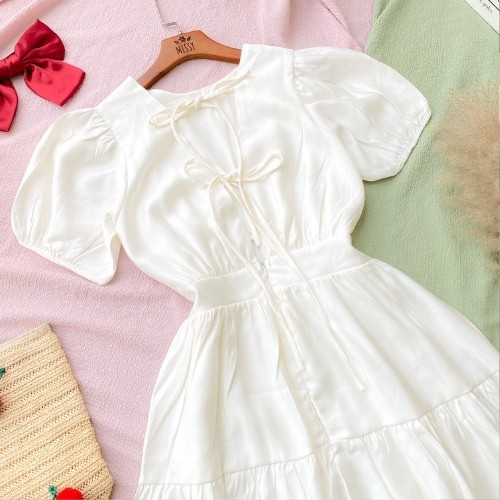 Đầm Nữ ❤ đầm trắng dây cột nơ lưng,kiểu dáng tinh tế thời trang ❤KÈM HÌNH THẬT | BigBuy360 - bigbuy360.vn