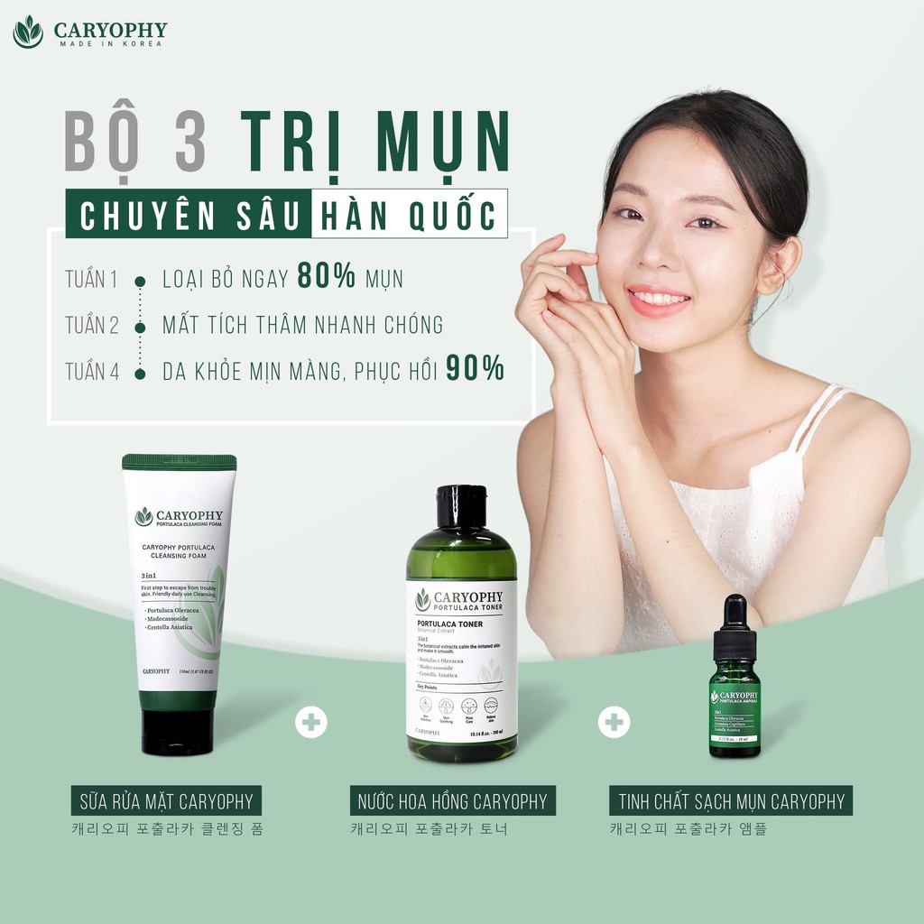 Bộ sản phẩm Caryophy giảm mụn mờ thâm(Sữa rửa mặt 150ml + Toner 300ml + Serum 10ml) | BigBuy360 - bigbuy360.vn