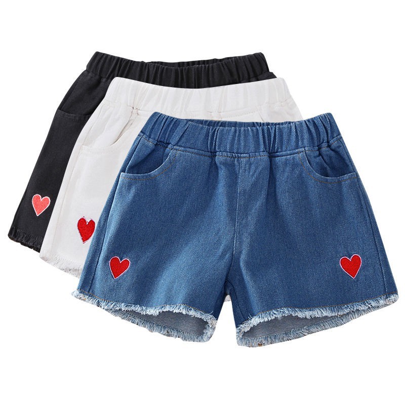 Quần Short Denim Vải Cotton Mỏng Thiết Kế Dễ Thương Cho Bé Gái