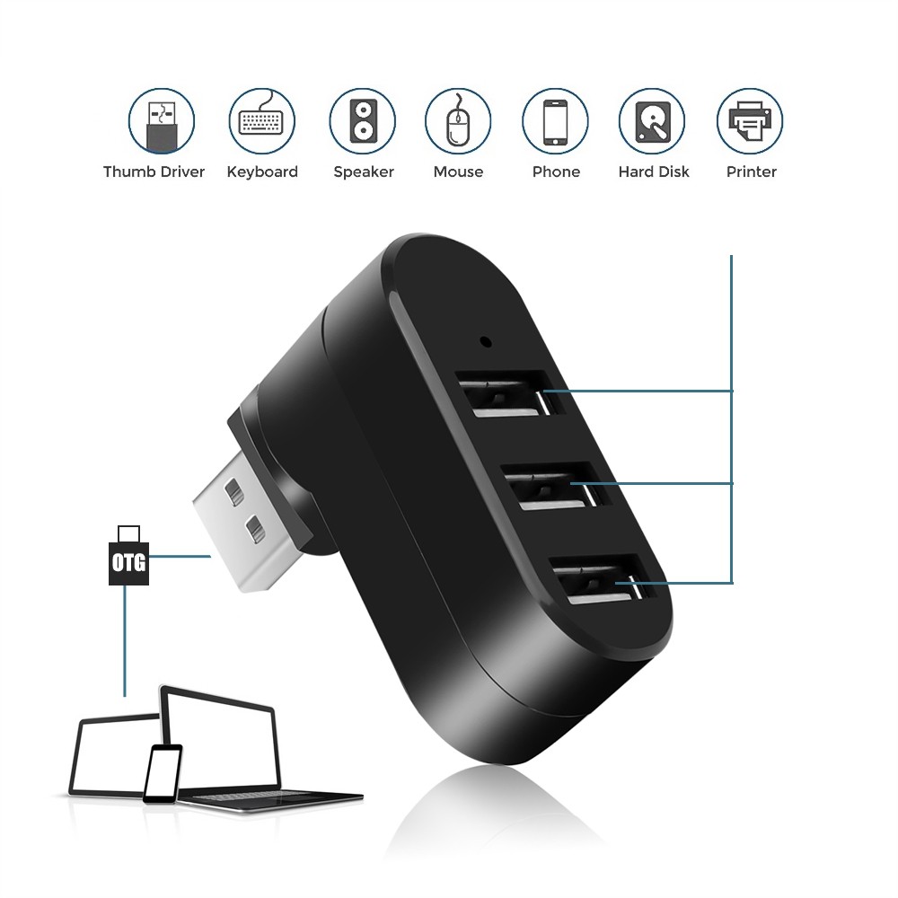 [MUMU] Đầu hub chia 3 cổng USB 2.0 mini tiện dụng cho laptop