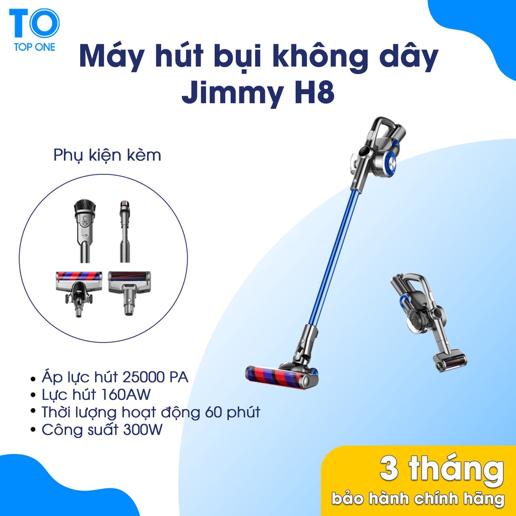 Máy hút bụi diệt ve Jimmy H8 Áp lực hút 25000Pa Lực hút 160AW