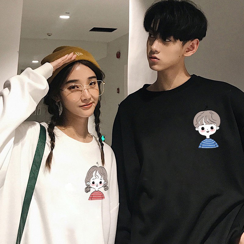 Áo Đôi Sweater Chàng trai cô gái phong cách Ulzzang Hàn Quốc tay dài họa tiết in hình cá tính CoolZ CZ689
