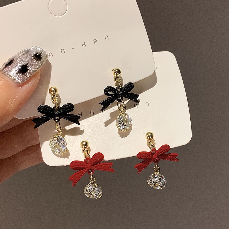 Bông tai mạ bạc 925 hình nơ thời trang thu đông cho nữ