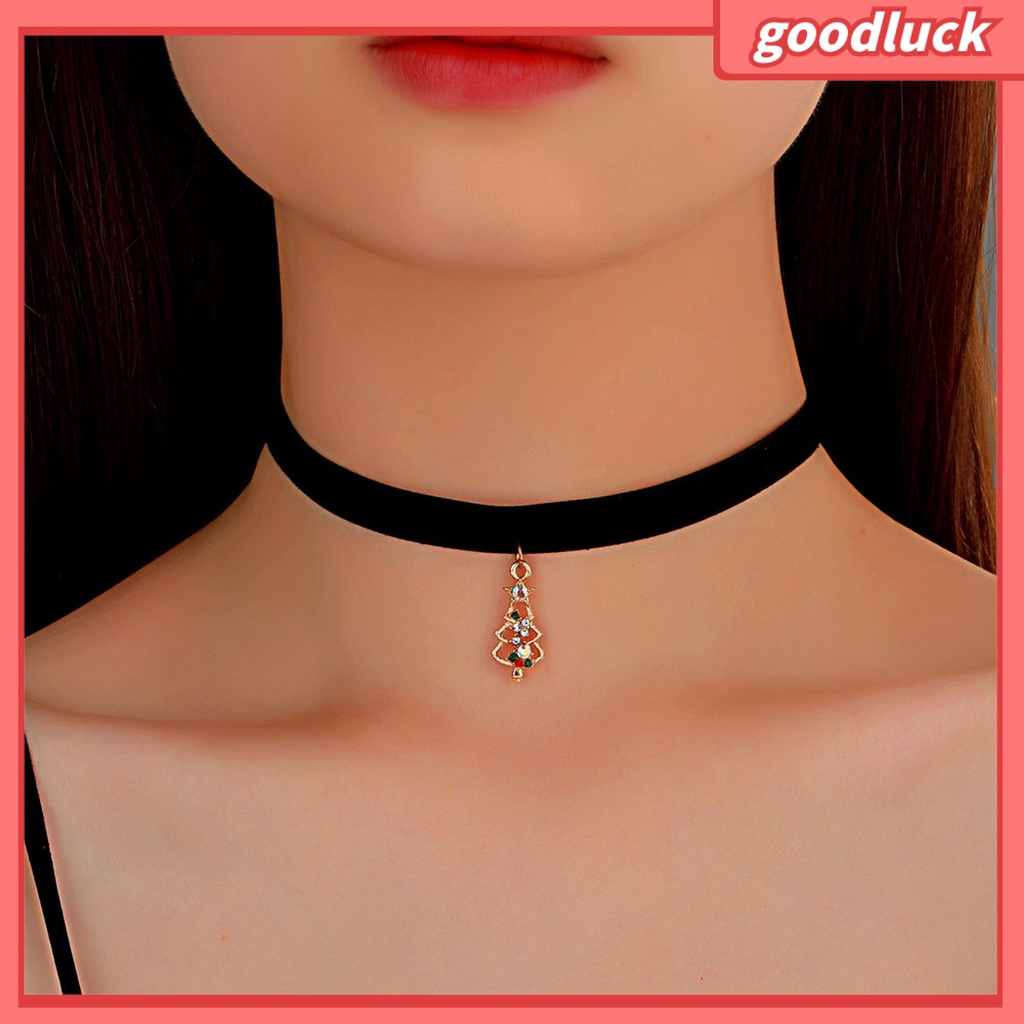 Vòng Cổ Choker Bằng Nhung Mặt Hình Cây Thông Giáng Sinh Dành Cho Nữ