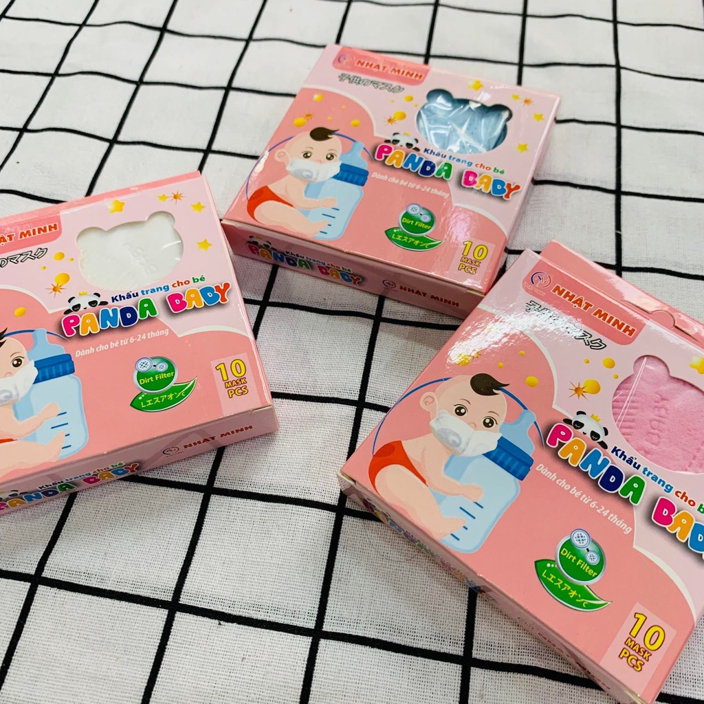 Khẩu trang cho bé Panda Kids 3 lớp kháng khuẩn hàng chất đẹp loại 1 - Chính hãng 1 hộp 10 chiếc