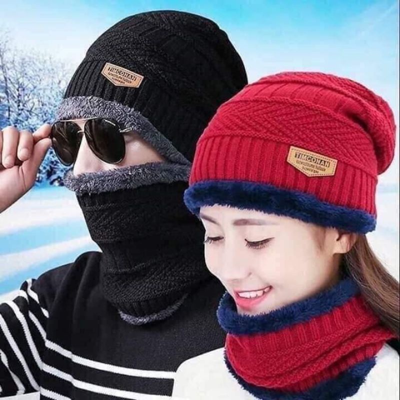 Set khăn mũ len lót lông nam nữ hot hit
