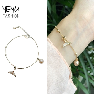 Vòng Tay Hình Đuôi Cá Đính Ngọc Trai Nhân Tạo Thanh Lịch