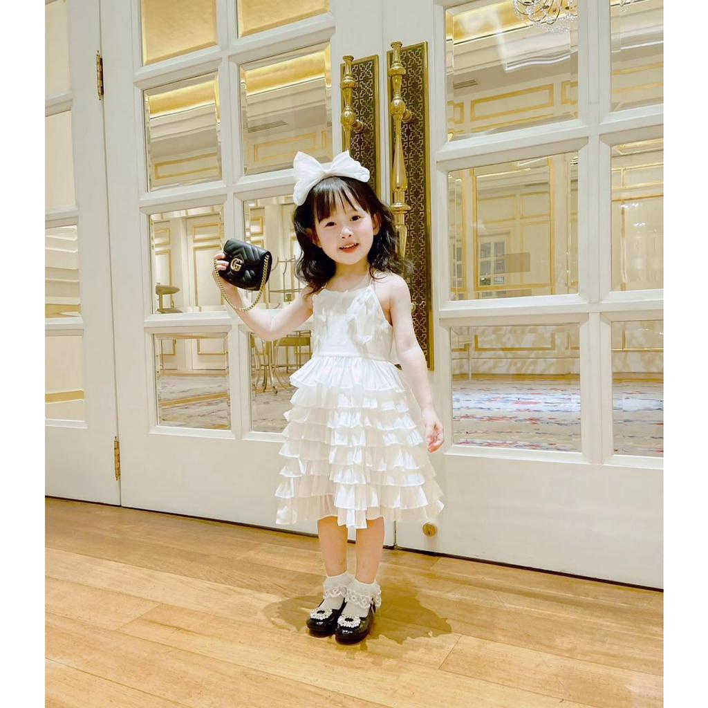 Váy công chúa bé gái váy  trung thu mầu trắng đầm công chúa bé gái váy dự tiệc váy sinh nhật