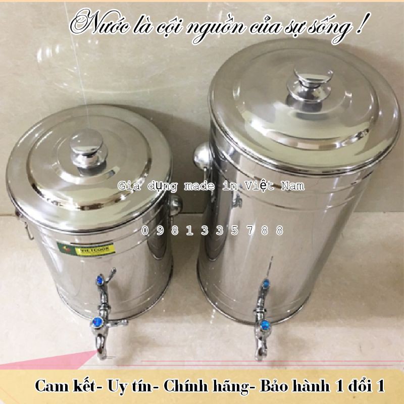 [VIETCOOK OFFICIAL] Bình đựng nước inox 15, 20, 25 lít inox 304 có vòi cao cấp VIETCOOK