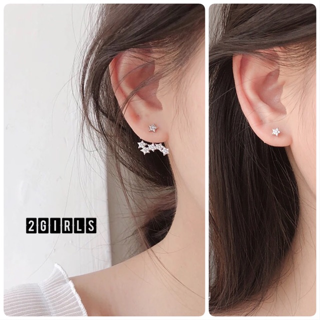 Bông tai ngôi sao, chùm sao bạc 925 kiểu lạ sang chảnh cực hay