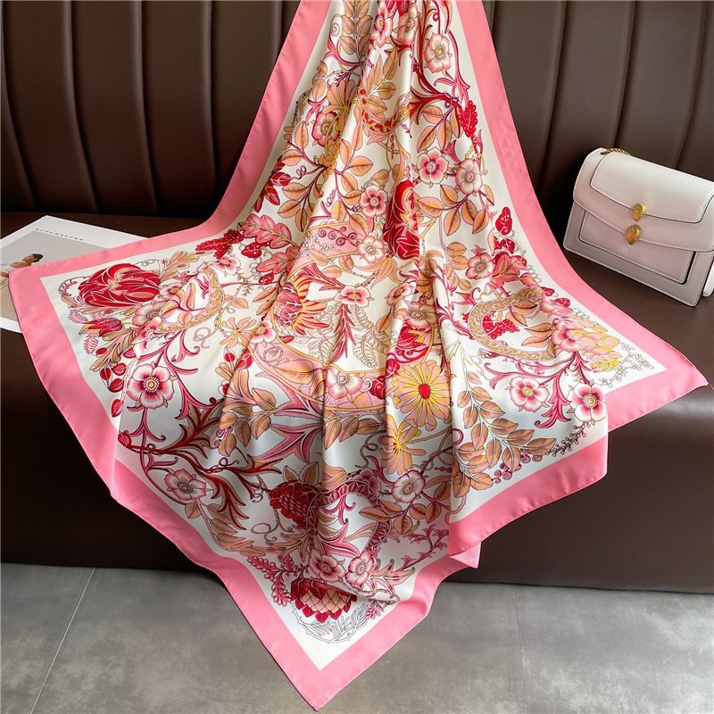 Khăn turban lụa vuông choàng cổ thanh lịch size 90x90cm