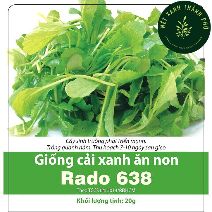 Hạt giống Cải Xanh Ăn Non, gói 20g, thu hoạch sau 7-10 ngày