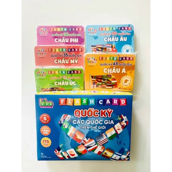 Bộ Thẻ Cờ Các Nước Trên Thế Giới, Có Phiên Âm Song Ngữ [ Loại 1 giấy đẹp]