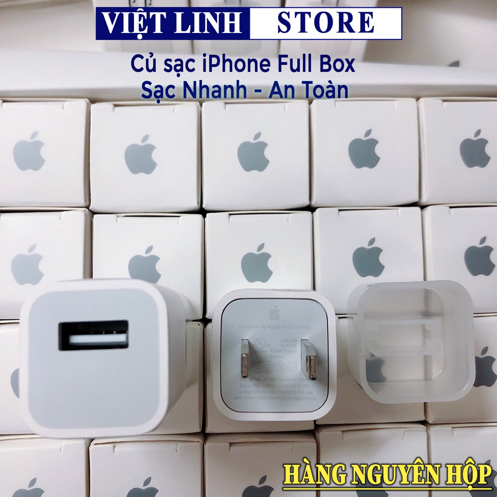 Sạc nhanh iPhone, củ sạc vuông zin bóc máy 5w, hàng full box, cam kết hàng chính hãng, bảo hàng 12 tháng