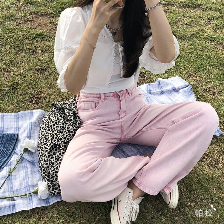 Phụ Kiện Chuyên Dụng Dành Cho Pala Pala✨ Quần Jeans Nữ Lưng Cao Ống Rộng Thời Trang