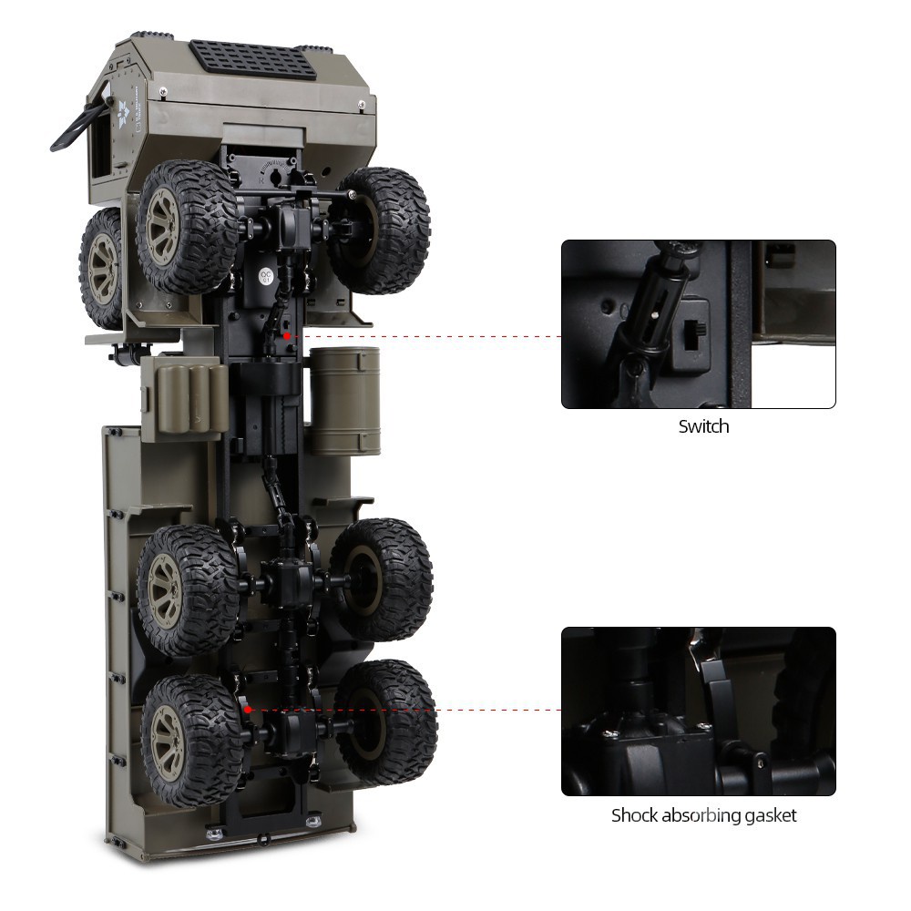 Xe tải quân sự Rc Fayee FY004 US Military Truck 1/16 dẫn động 3 cầu 6WD 6x6  có vi sai, điều tốc, servo