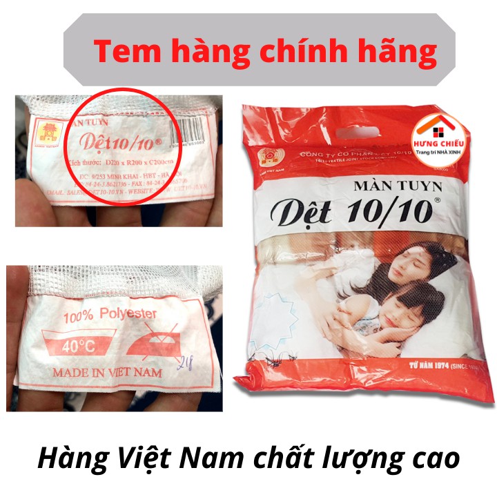 Màn tuyn chống muỗi dệt 10/10 xịn, mùng trắng mắt nhỏ cao cấp 1m2, 1m6, 1m8, 2m2