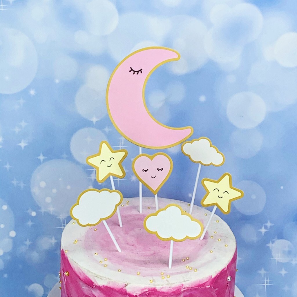 Đồ trang trí sinh nhật cho bé - SÉT CẮM TRĂNG SAO MÂY ( LOẠI ĐẸP)