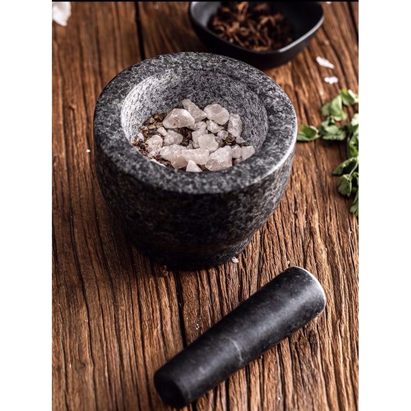 Cối chày đá giã nhuyễn đồ gia vị thực phẩm phòng bếp