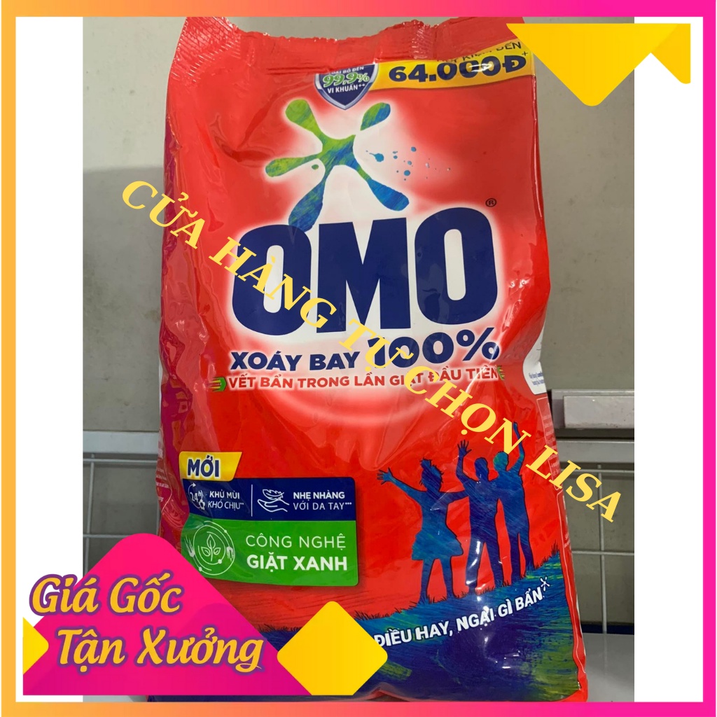Bột giặt omo đỏ xoáy bay 100% vết bẩn cứng đầu túi 3 kg