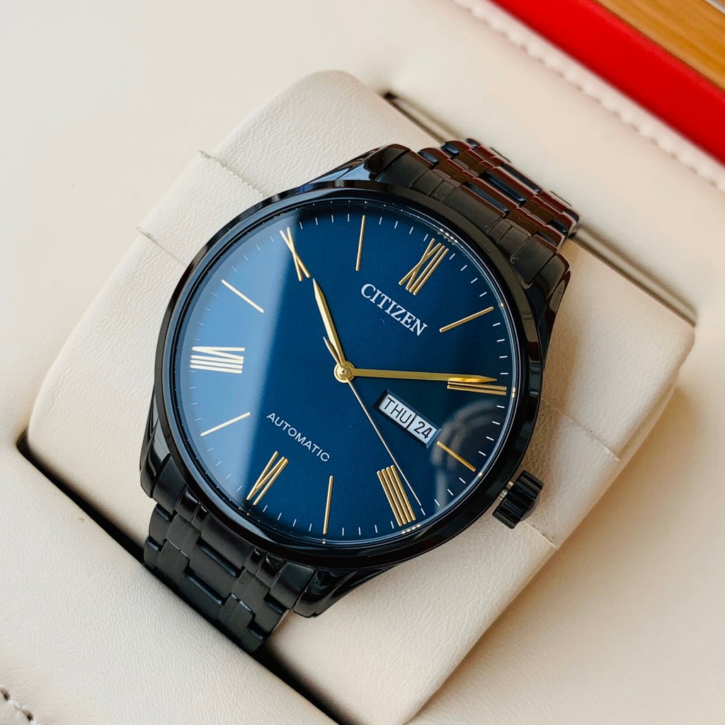 Đồng hồ Nam chính hãng Citizen Automatic NH8365-86M Mặt xanh,Lịch ngày,Kính khoáng-Máy cơ tự động-Dây kim loại-Size 41mm