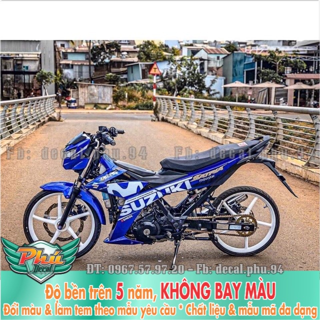 Tem rời Satria movistar Xanh trắng -1